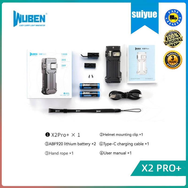 Wuben X2Pro + ไฟฉายซูมพกพา อัพเกรดแบตเตอรี่ สำหรับขี่จักรยานและแค้มปิ้งกลางแจ้ง