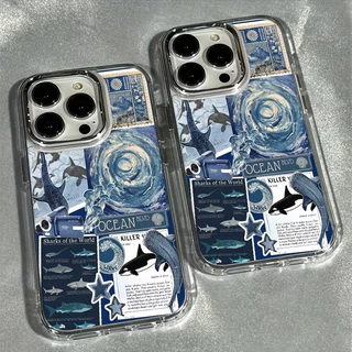 Marine Shark Label Clearเคสโทรศัพท์สําหรับiPhone 17 16 15 Pro Max 14 Plus 13 12 11 XS X 7 8 16Eกันกระแทกปกอ่อน