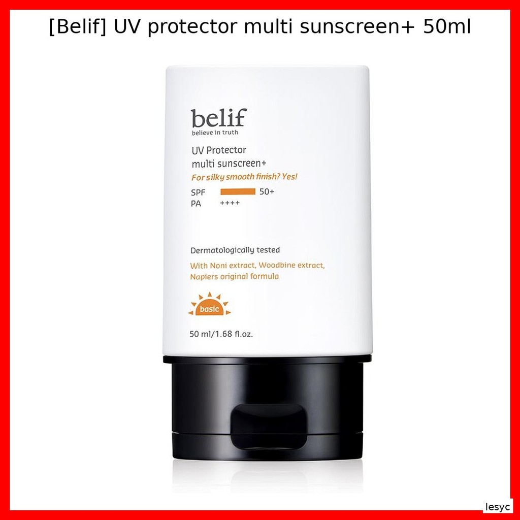 [Belif] UV protector multi Sunscreen+ 50ml / ครีมกันแดดเกาหลี SPF50 / สูตรบางเบา by lesyc