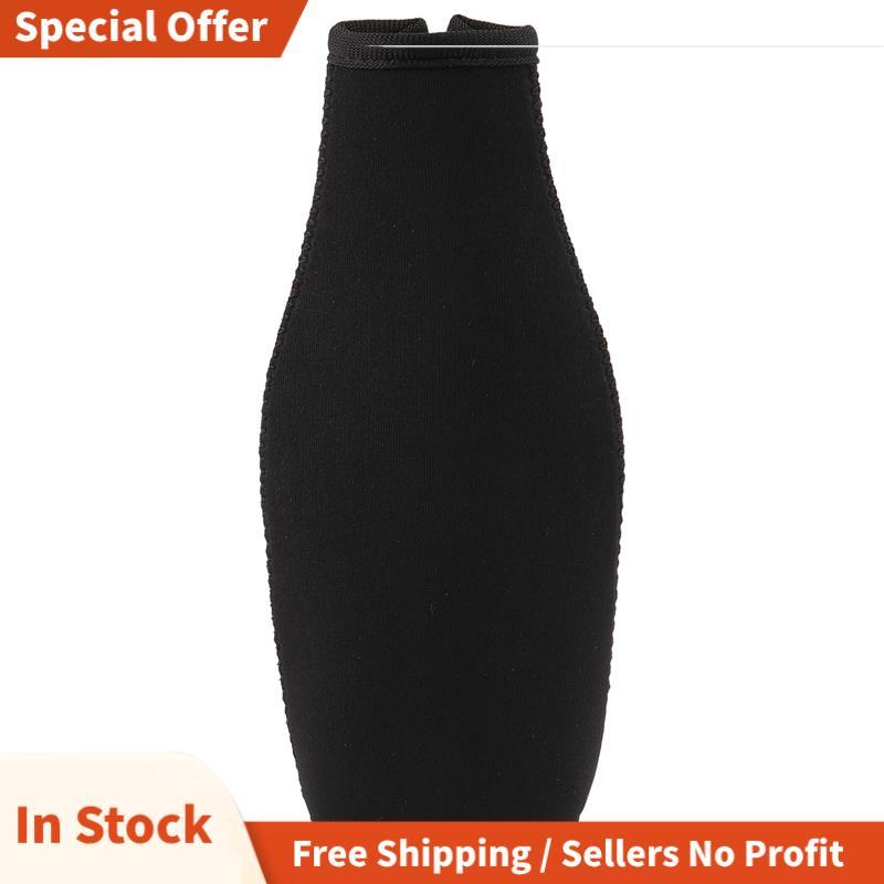 6 แพ็คขวดเบียร์ Cooler Sleeves Keep Drink Cold Zip-Up Neoprene ฉนวนแขนสีดํา