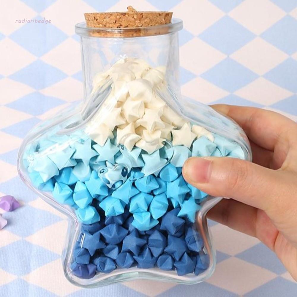 RADIANT DIY Stars Wishing Bottle, DIY Glass Bottle Origami Stars Paper Strips, Shiny String Lights P