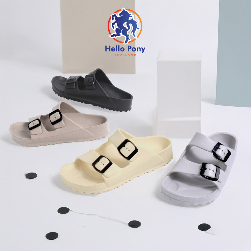 Hello Pony รุ่น MHM4015 รองเท้าแบน รองเท้าแฟชั่น EVA กันลื่น แฟชั่น ชีวิตประจำวัน ใส่ได้ทั้งผู้ชายและผู้หญิง