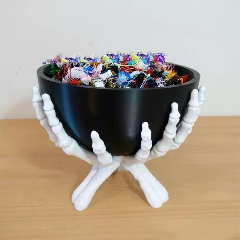 StardustLab Halloween Candy Bowl Gothic Skeleton Hands Candy Storage Holder Multifunctional Hallowee