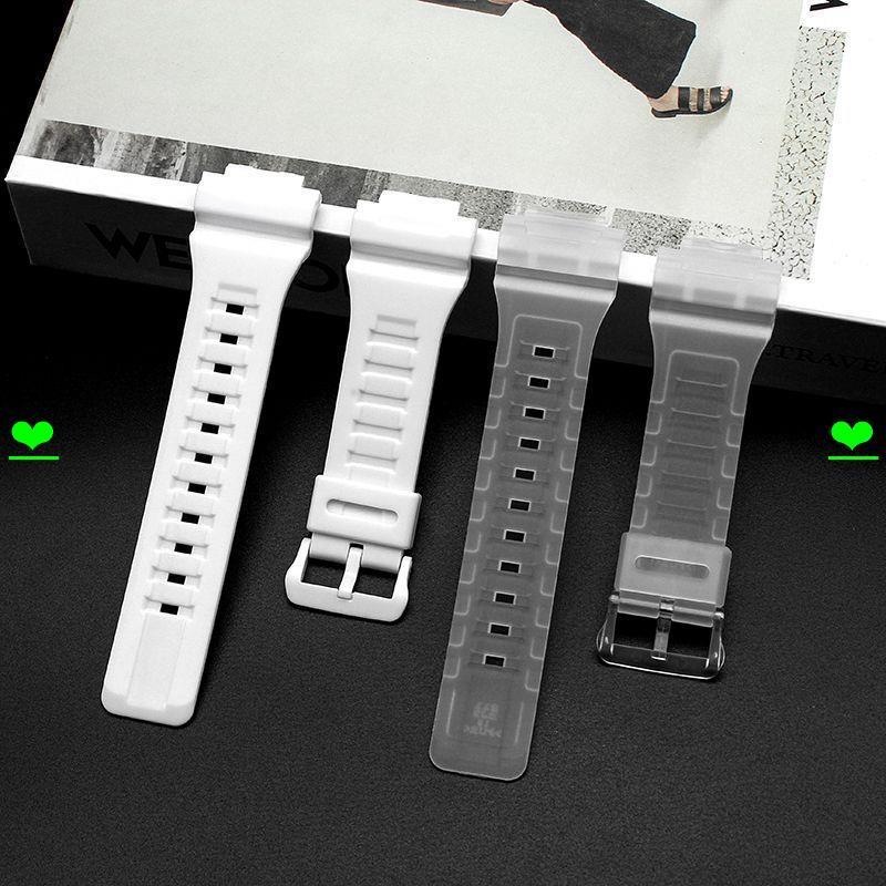 สายนาฬิกาปากนูน 18 มม. สายนาฬิกาเรซินสายคล้องคออุปกรณ์เสริม AQ-S810W AEQ-110W W-735H