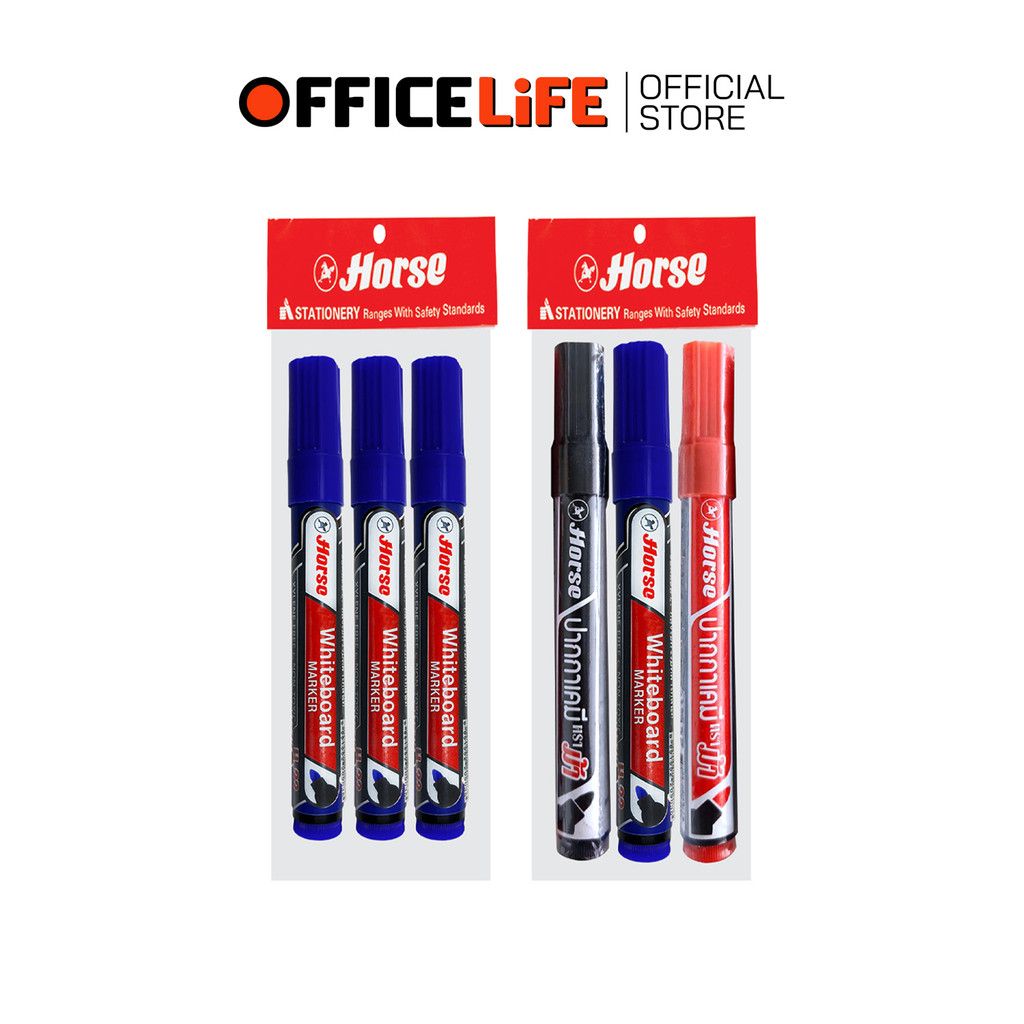 HORSE (ตราม้า) ปากกาไวท์บอร์ด ปากกา ไวท์บอร์ด รุ่น H-22 ( แพ็ค 3 ด้าม )