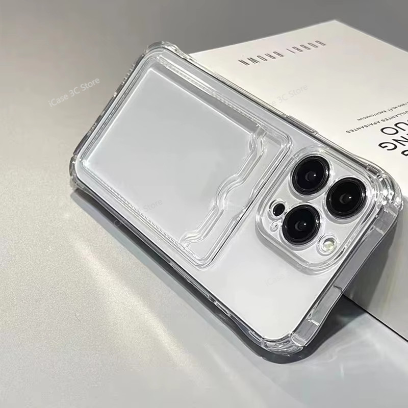 Card Holder Silicone เคสทรศัพท์ For iPhone 13 18 11 17 Pro Max 16 15 12 Air 4 7 8 Plus XR Xs 18promax เคสโทรศัพท์มือถือ