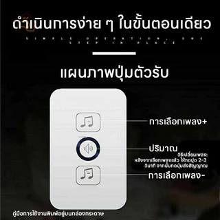 กริ่งประตูไร้สาย กริ่งไร้สาย ออดไร้สายปรับ 180M ริงโทน 61เสียง คุณภาพเสียงคมชัดติดตั้งง่าย