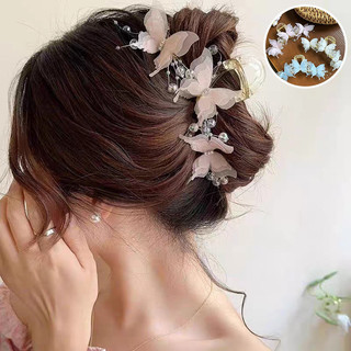 Jepit Rambut Kupu-Kupu Imitasi Untuk Penata Rambut Bagian Belakang Kepala - Modis Dan Cantik