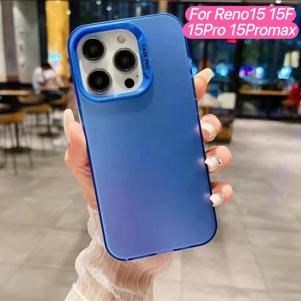 เคสโทรศัพท์ For OPPO Reno15 /Reno15F/Reno15ProMax 5G Reno15Pro เคสโปร่งแสง กันกระแทกสีพื้นแบบเงา เปิดกล้องกันปุ่มขอบนิ่ม