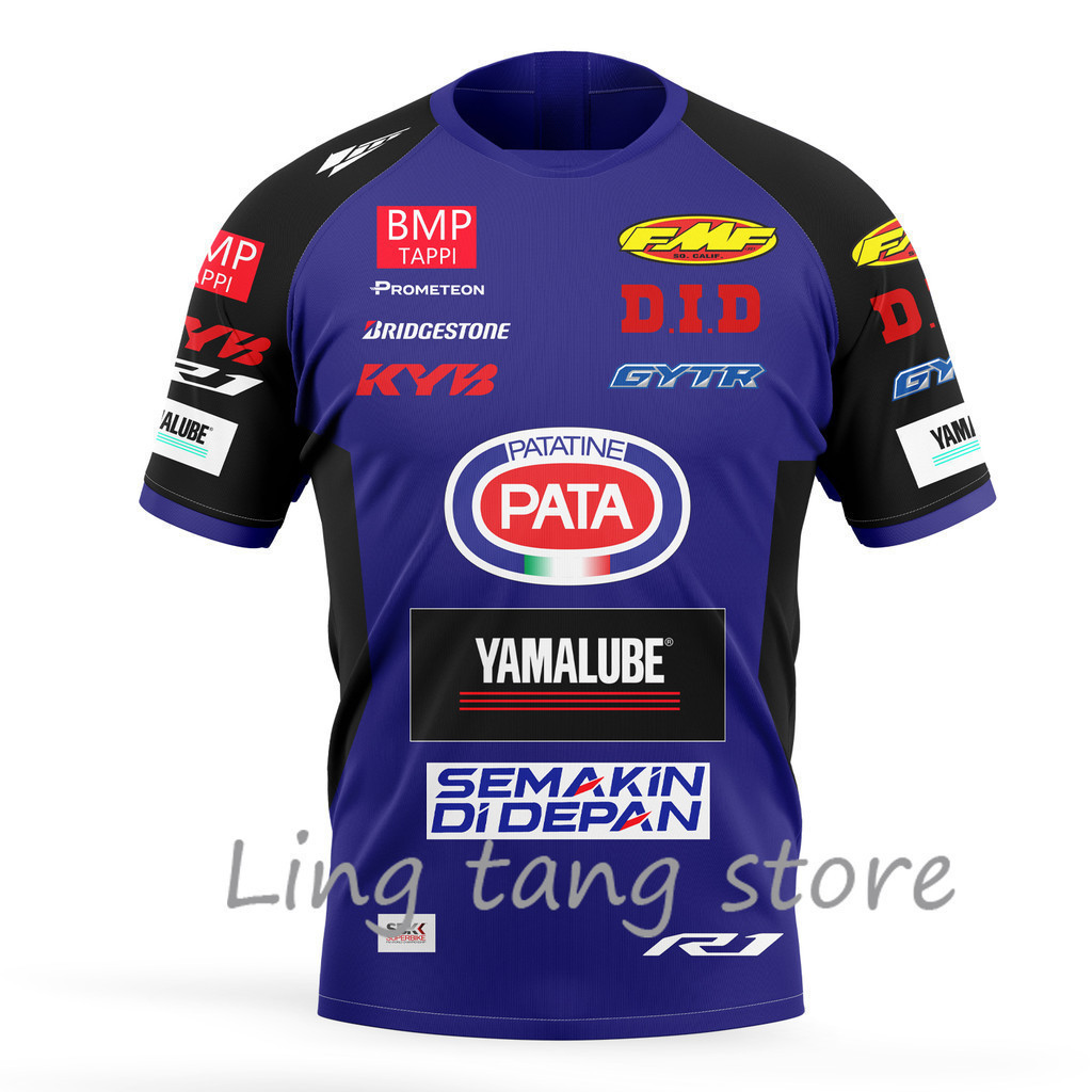 แฟชั่น 2025 ใหม่ WSBK Moto Racing ผู้ชายฤดูร้อน Breathable แฟชั่นเสื้อยืด Yamaha ทีมผู้ที่ชื่นชอบ Tr