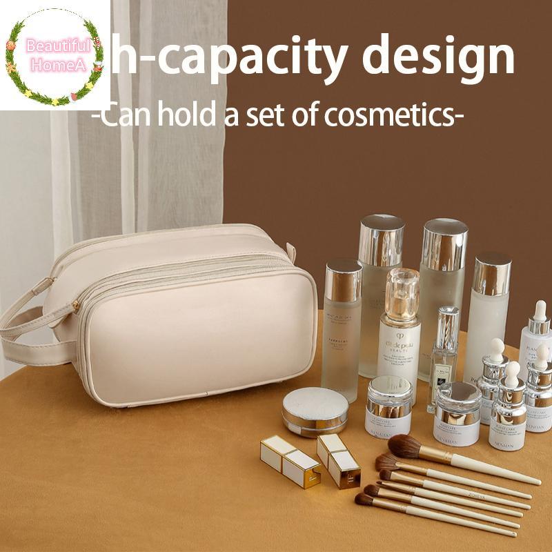 BHome กระเป๋าเครื่องสําอางสามชั้นความจุขนาดใหญ่แบบพกพาแปรงแต่งหน้ากระเป๋าเดินทาง TH