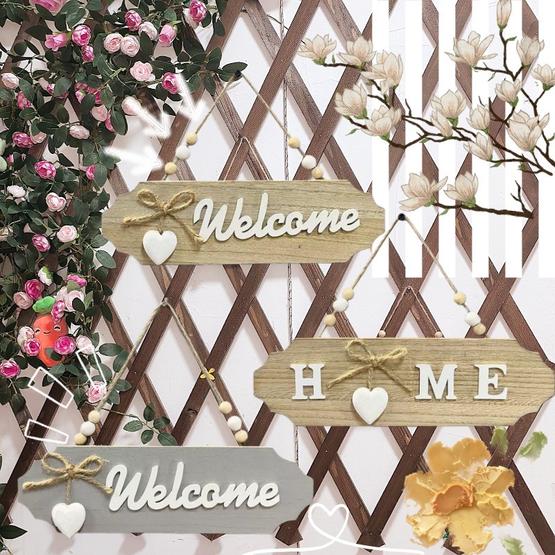 ป้ายบ้าน ป้ายไม้สไตล์ชนบท คำว่า Welcome ต้อนรับ ของตกแต่งบ้าน หน้าบ้าน-ติดผนัง ป้ายต้อนรับ ไม้ ของขวัญเปิดบ้านใหม่