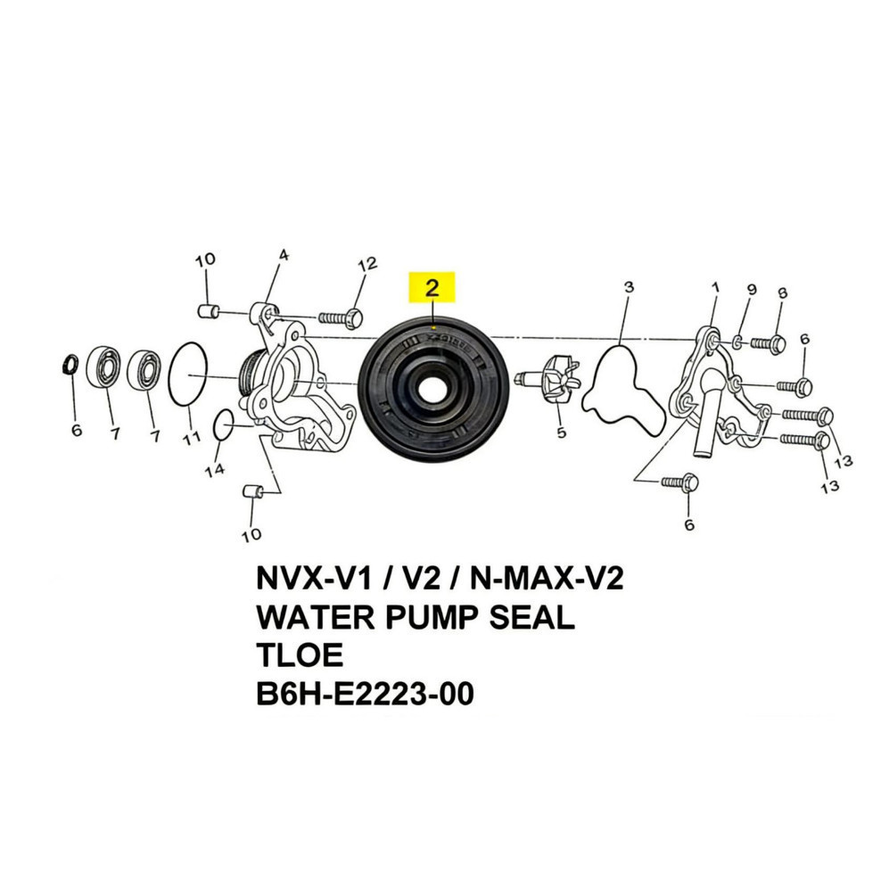 ปั๊มน้ํา IMPELLER SHAFT ซีลน้ํามัน B6H-E2223-00 * OEM * SCOOTER NVX155 V1/V2 & NMAX155 V2 & NVX 155 