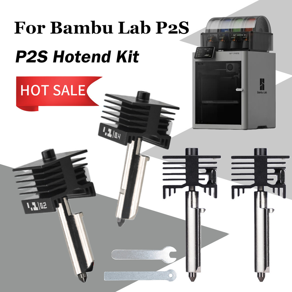 For Bambu Lab P2S Hotend 0.2/0.4/0.6/0.8mm Hardened steel nozzle Replace Hot End Bambulab P2S H2S3DP