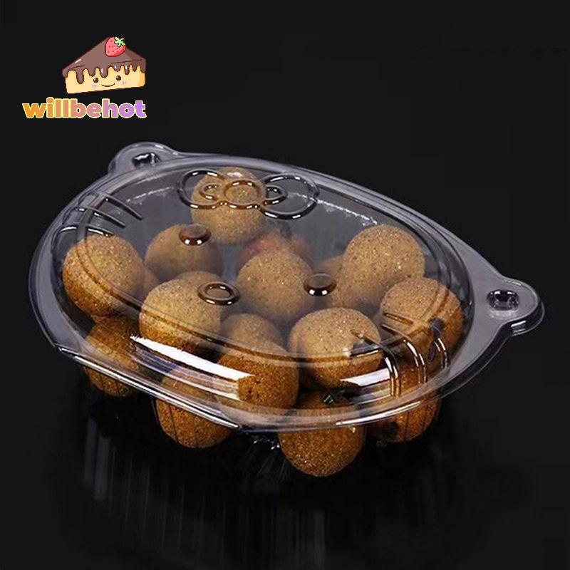 [Willbehot-t] Fruit Paing Box Creative Cake Salad Picnic Portable Box Transparent Paaging Box Cute D