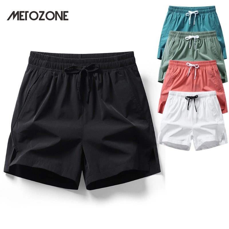MeTozone กางเกงขาสั้นผู้ชาย ทำจากผ้าไหมน้ำแข็ง แห้งไวและยืดหยุ่น สำหรับใส่ในวันสบายๆ