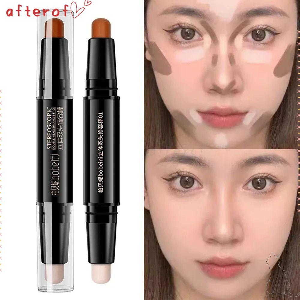 AFTEROF ปากกาคอนซีลเลอร์, แต่งหน้าใบหน้า 2-in-1 V Face Contouring Stick, Double-headed Long Lasting 