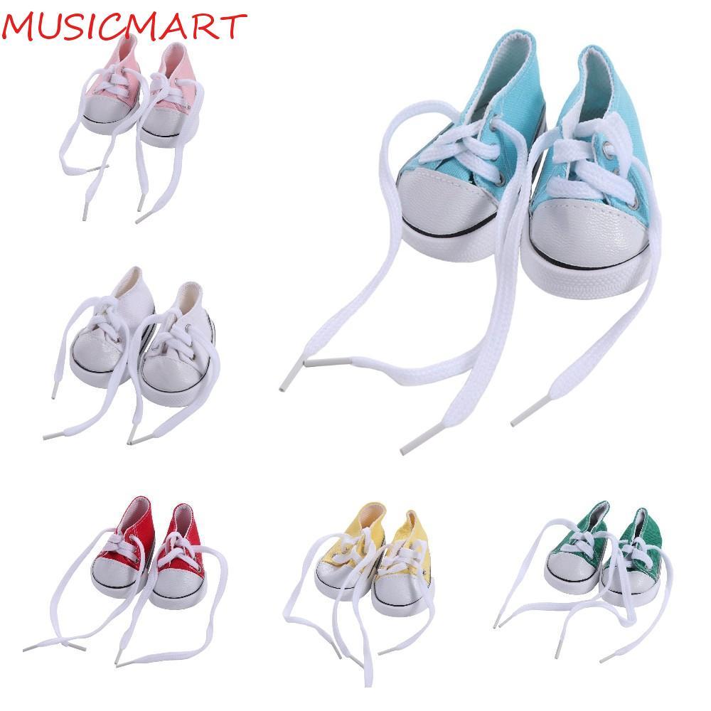 รองเท้าตุ๊กตา MUSICMART, Kawaii Mini Doll Canvas Shoes, Doll Accessories 7CM Colourful Cute BJD Doll