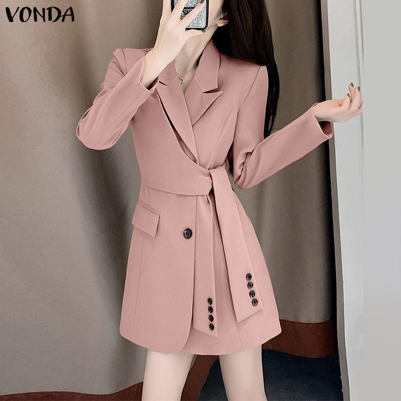 VONDA ชุดสั้นแขนยาวสไตล์เกาหลี เหมาะสำหรับการเดินทาง - รูปที่ 3
