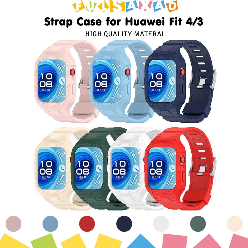 สายรัดซิลิโคนสำหรับนาฬิกา for Huawei Watch Fit 4 ตัวป้องกันหน้าจอกีฬาฝาครอบกันชนยางรัด สำหรับ for Huawei Fit 3