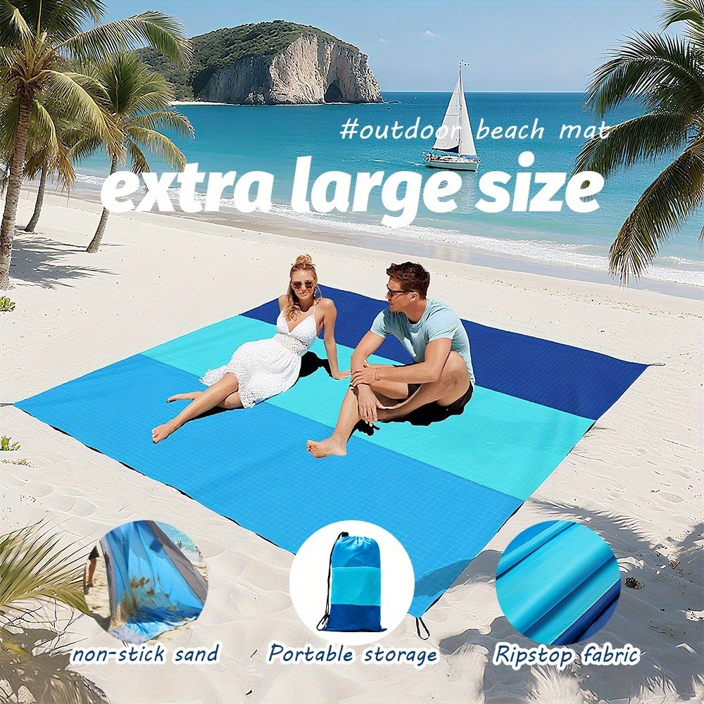 2x2.1m Waterproof Pocket Beach Mat Blanket Folding Mattress Portable Lightweight Mat Outdoor Picnic 