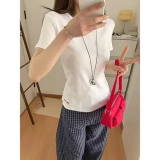 ส่งไวจากไทย เสื้อยืดแขนสั้น ปักตัวอักษร ดีไซน์มินิมอล แมตช์ง่าย Lalita