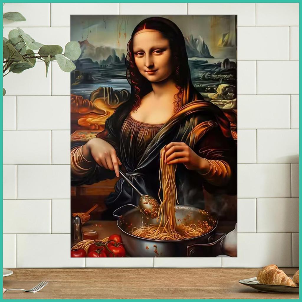 สนุก Wall Art 12x16 นิ้ว Frameless Mona Lisa โปสเตอร์ Mona Lisa โปสเตอร์ห้องรับประทานอาหาร Wall Art 