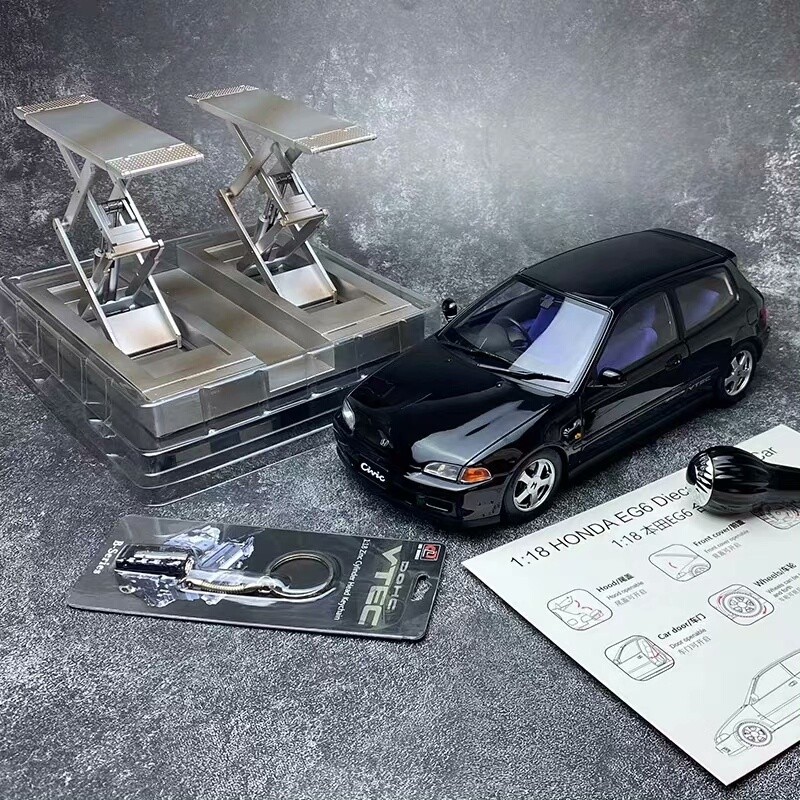 [คลังสินค้าพร้อม] LCD 1: 18 honda EG6 SiR (SiRII) โมเดลรถอัลลอย สีดํา honda