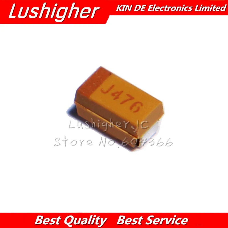 20 ชิ้นกรณี A 47uF 6.3V SMD 476C J476 3216 ตัวเก็บประจุแทนทาลัม