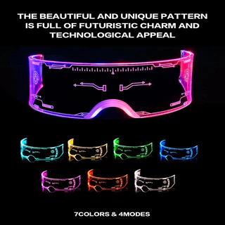 BHQ แว่นตา LED เรืองแสงในที่มืด ไฟกระพริบ 7 สี Led Visor Glasses สำหรับงานปาร์ตี้ สงกรานต์ คอนเสิร์ต