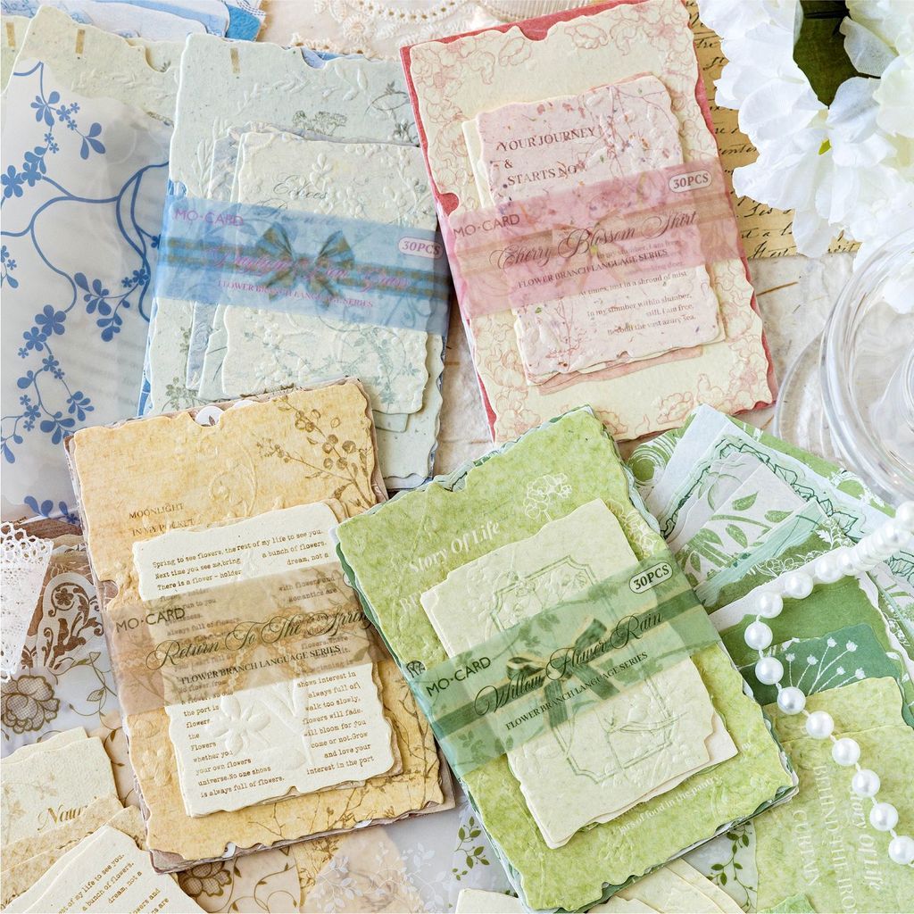 30 แผ่น Vintage Scrapbooking ชุดกระดาษ Textured Scrapbooking อุปกรณ์หัตถกรรมกระดาษสําหรับ Junk Journal Supplies Planner ผสม Collage วัสดุ Embellishments