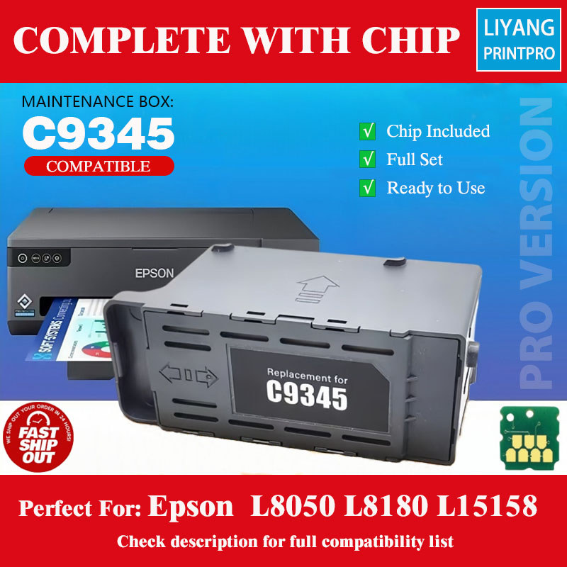 [ขายส่ง] C9345 ชิปสําหรับ Epson L8050 L8180 L8160 L15158 L15168 L15150 L15160 L6558 กล่องบํารุงรักษา