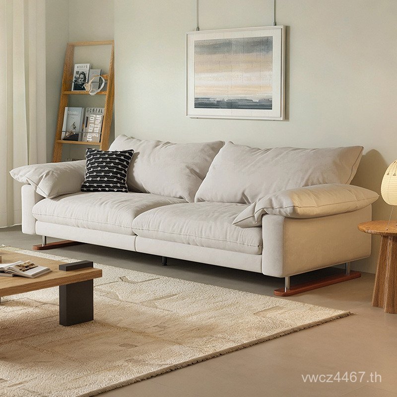 สามารถห้องนั่งเล่น บ้านช่องสีขาว ลบโซฟาผ้าอินไลน์อพาร์ทเมนต์ขนาดเล็ก gxy031#moka三人奶油风 P6B4