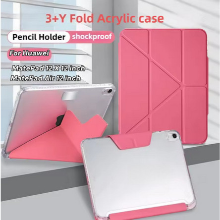 สําหรับ Huawei MatePad 12 X 12X Air 12 นิ้วพร้อมผู้ถือปากกา Trifold อะคริลิค Clear ด้านหลังสําหรับ H
