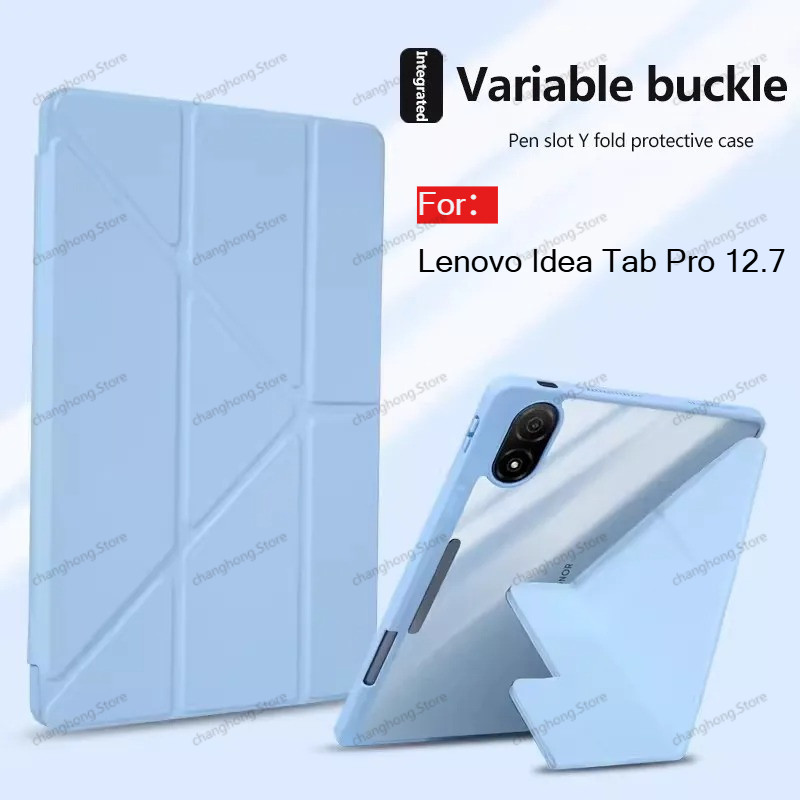 Y-Fold สําหรับ Lenovo Idea Tab Plus 12.1 นิ้ว Xiaoxin Pad Pro GT 12.7 Yoga Tab 11.1 11" 2025 Yoga Tab 11.1 "M11 K11 K12 ขาตั้งอะคริลิคใสสมาร์ทหนังแท็บเล็ตกรณี