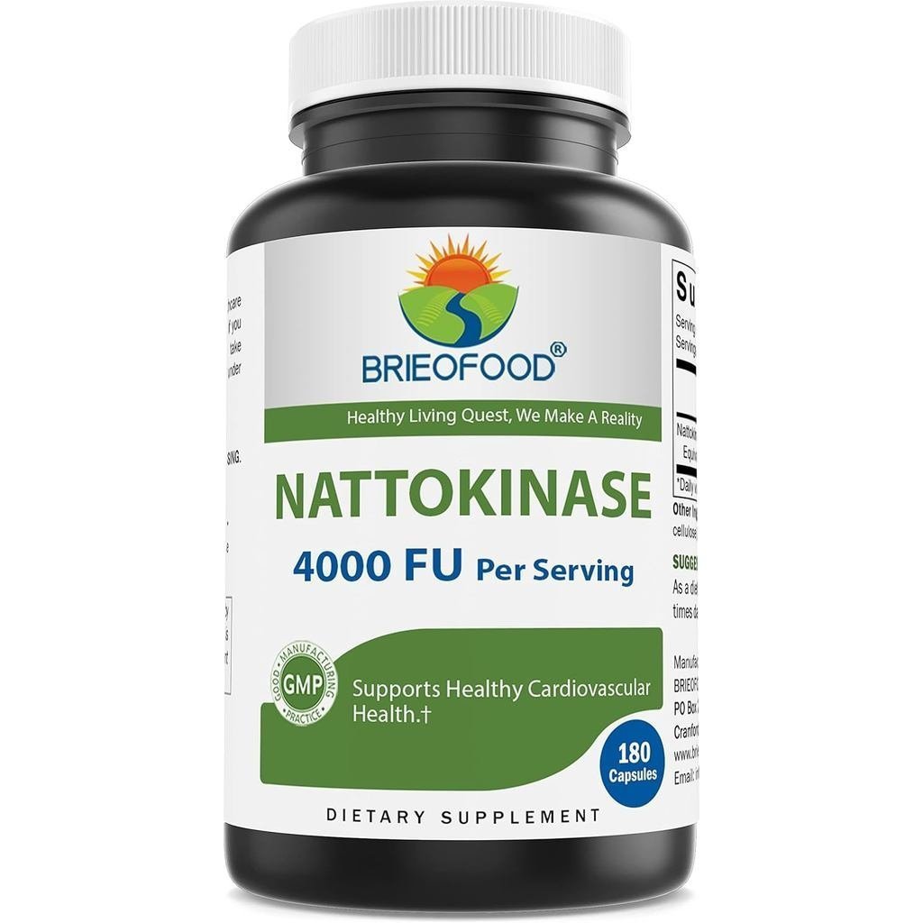 Brieofood Nattokinase 4000 FU - 180 แคปซูล สนับสนุนสุขภาพหัวใจและหลอดเลือด