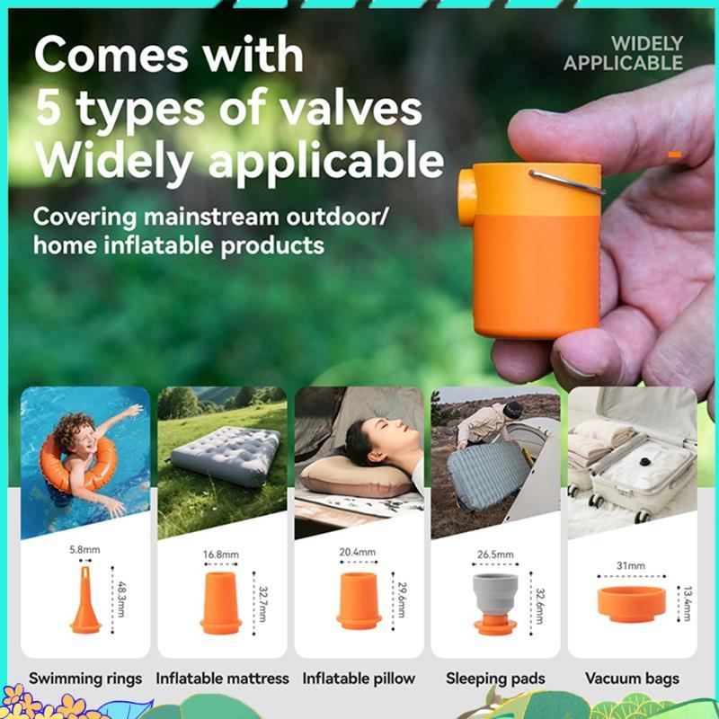Quature ปั๊มลม Inflatable Pumping Camping Light Type-C ชาร์จสําหรับตั้งแคมป์กิจกรรมกลางแจ้ง