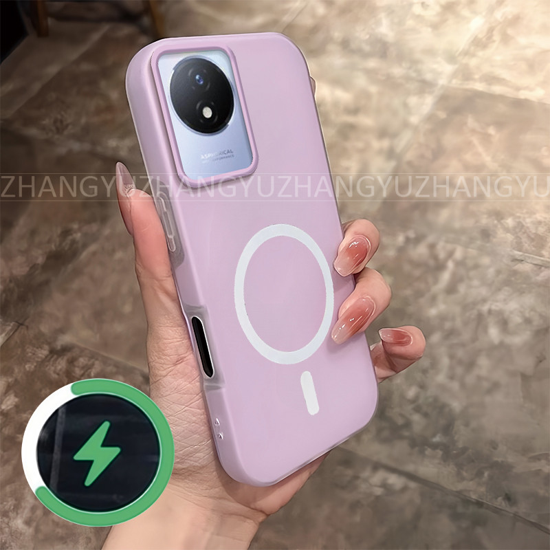 เหมาะสําหรับ Vivo Y02 Y02A y02T เคสโทรศัพท์ใหม่กันกระแทกแม่เหล็กไร้สายชาร์จแหวนเคสโทรศัพท์ GD02