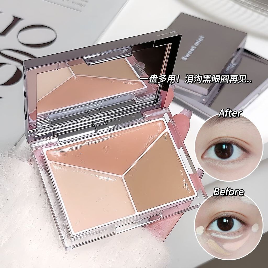 [คลังสินค้าพร้อม] SWEETMINT คอนซีลเลอร์ Elf สามสี Palette Cover Dark Circles Tear Groove Spots Acne 