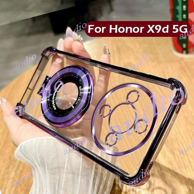 Honor X9d 5G 2025 สี่มุมชุบโปร่งใสเคสโทรศัพท์สําหรับ HONOR X9d X9D HonorX9d 5G 2025 กันกระแทกซิลิโคน