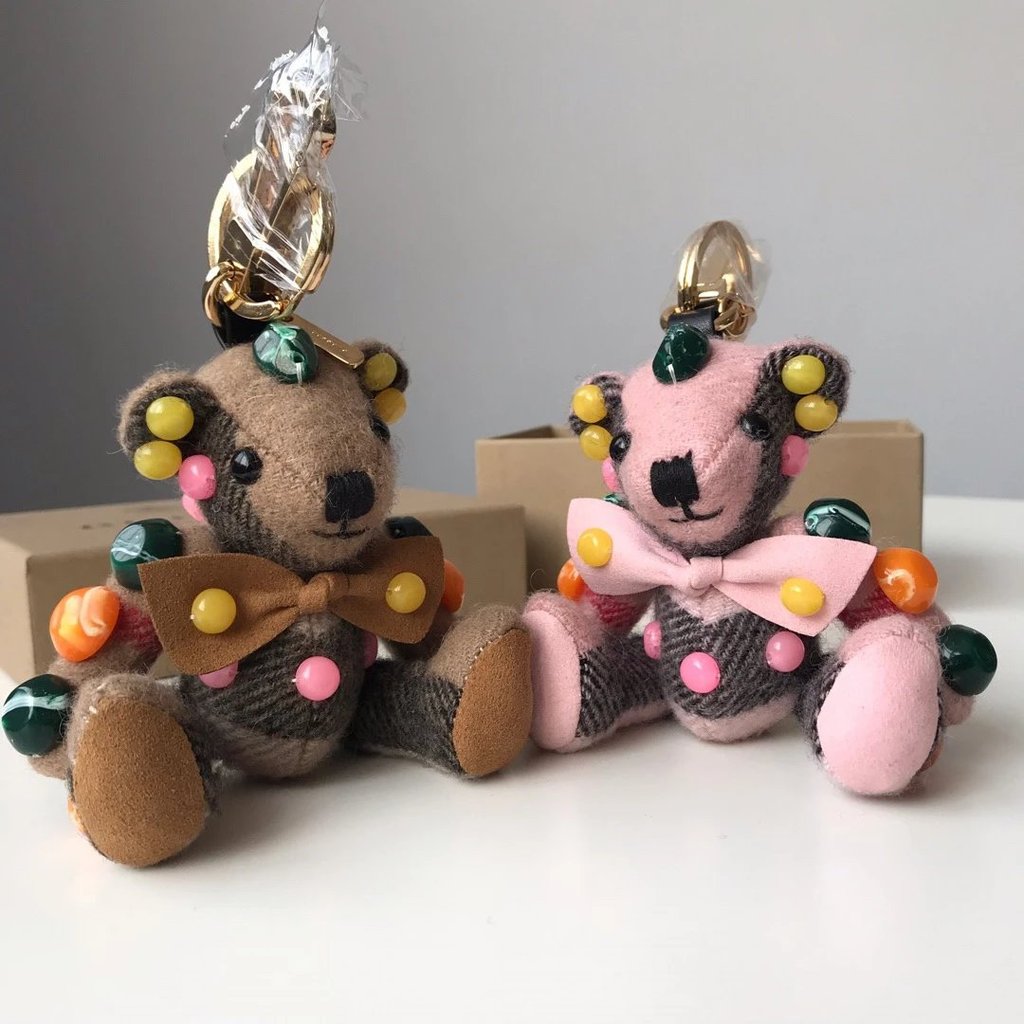 Burberry Burberry Burberry Burberry Burberry Burberry Bear จี้จี้แคชเมียร์น่ารักหมีพวงกุญแจแหวนหัวเข