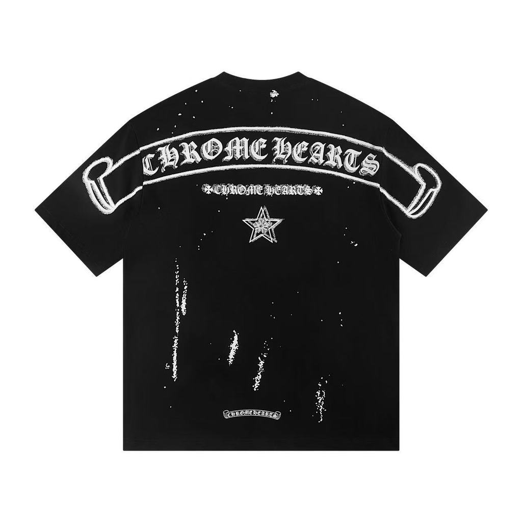 R2B1 Chrome Hearts Summer new style Sanskrit cross print short sleeve T T-shirt Couple Style