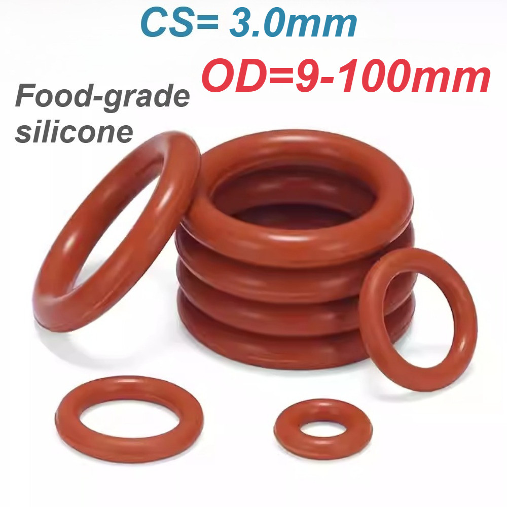 [XM-MB] แหวนปิดผนึกซิลิโคนเกรดอาหาร / โอริงซิลิโคนสีแดง / CS3mm*OD9-100mm / แหวนกันน้ํา ส่วนประกอบการปิดผนึกทนอุณหภูมิสูง – โปรปัง