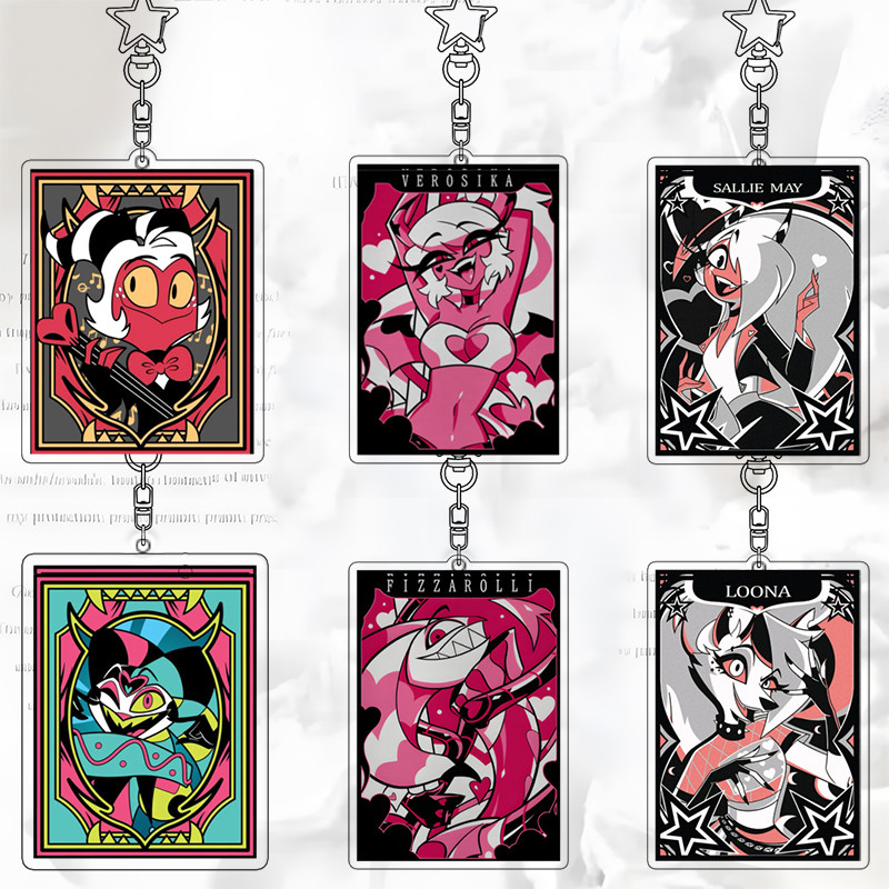 Helluva Boss Topic พวงกุญแจจี้ Verosika Mayday ตัวอักษร Blitzo อะคริลิคพวงกุญแจ Sallie May การ์ตูนวัสดุ