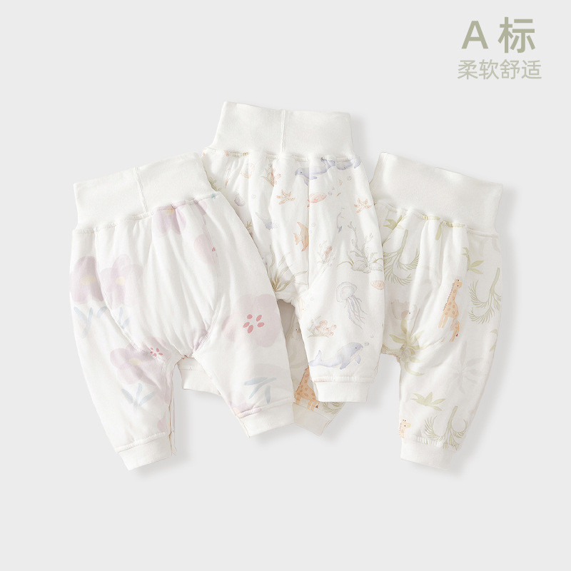 เด็กทารกฤดูใบไม้ร่วงฤดูหนาวสูงเอว Belly Navel Protection ฟรี Take-off Harem กางเกงเด็ก Class a 40g