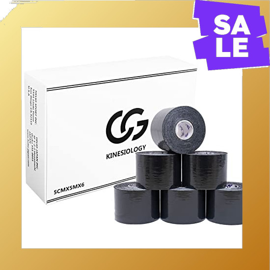 Direct From Japan C&G Kinesiology Tape Black 50mm x 5m, 6 rolls, elastic taping, taping tape, kinesi