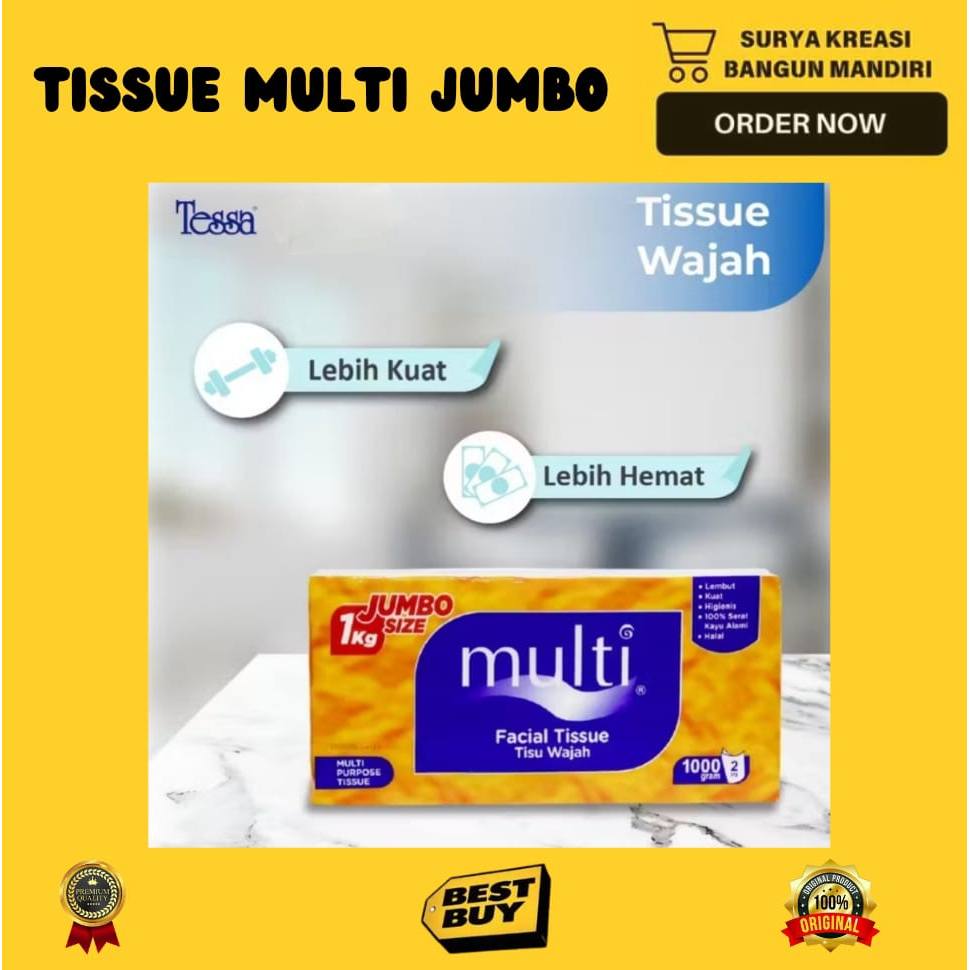 MULTI JUMBO TISSUE 1 KG - FACIAL TISSUE - REFILLABLE TISSUE - FACIAL TISSUE - 1000 GR TISSUE