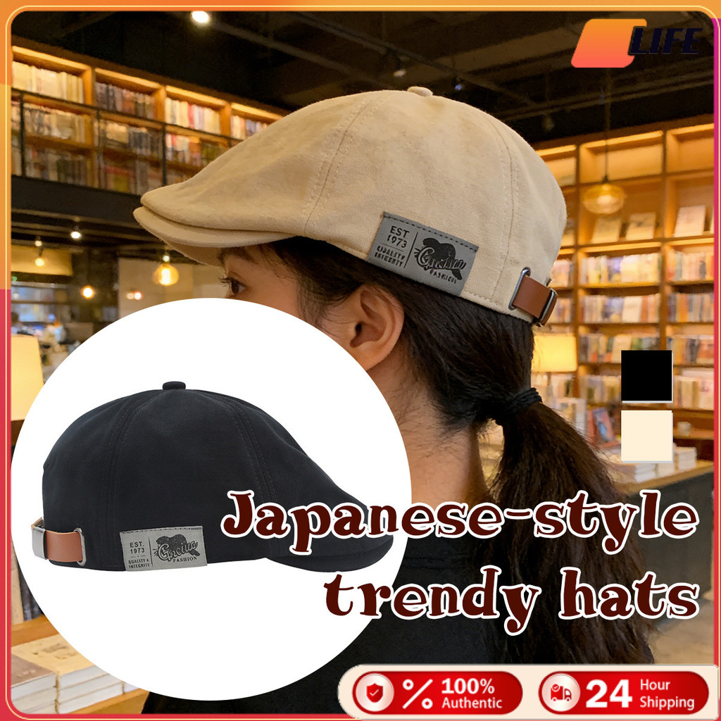 เก็บปลายทาง！หมวกเบเร่ต์ Beret สไตล์หญี่ปุ่น วินเทจ ขนาด56-60CM สำหรับชายและหญิง ปรับได้ สวมใส่สบาย แบบแฟชั่น