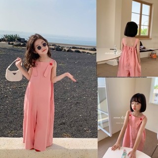 พร้อมส่ง 💕 กางเกงเชือกรัดสีชมพูเด็กผู้หญิง ทรงขากว้าง เอวยืด…