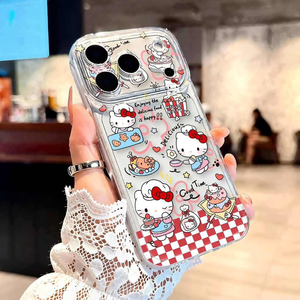 ลายสก๊อตสีแดงขนมหวานแมวเหมาะสําหรับ Apple 17 เคสโทรศัพท์ iphone16promax/15/14/13/12/11 ชุด Huawei p7